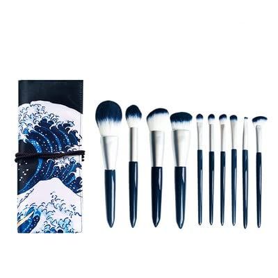 YQBUER Makeup Brush 10 Pieces Foundation Makeup Brushes Set Eyeshadow Powder Wood Handle Concealer Cosmetic Eyebrow Eyelash Beauty Tool (Color : B, Size : 10pcs)