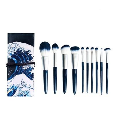 YQBUER Makeup Brush 10 Pieces Foundation Makeup Brushes Set Eyeshadow Powder Wood Handle Concealer Cosmetic Eyebrow Eyelash Beauty Tool (Color : B, Size : 10pcs)