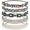 AMCAMI Rhinestone Crystal Beaded Hairbands 5 Pack - Elastic Hippie Hair Accessories for Women and Girls view 1