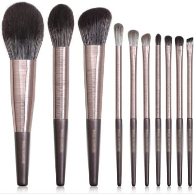 YQBUER 10Pcs Wooden Makeup Brushes Set Cosmetic Foundation Powder Blush Eyeshadow Professional Makeup Brush Beauty Tools (Color : A, Size : 10pcs)