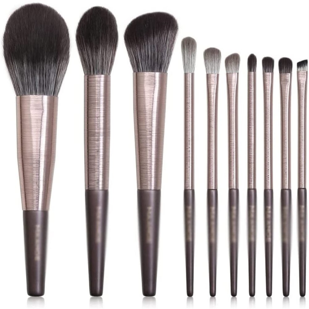 YQBUER 10Pcs Wooden Makeup Brushes Set Cosmetic Foundation Powder Blush Eyeshadow Professional Makeup Brush Beauty Tools (Color : A, Size : 10pcs)