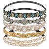AMCAMI 5 Pcs Beaded Headband, Crystal Sparkly Hairbands for Women, Elastic Headbands with Pearls & Rhinestones, Hair Accessories for Women & Girls view 1