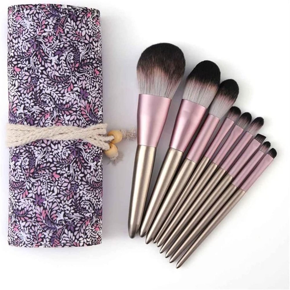 YQBUER Makeup Brush Face Eye Shadow Makeup Brush Set Eyeshadow Eyeliner Lip Foundation Cosmetic Blush Makeup Brushes 9pcs Cosmetic Products (Color : Purple, Size : 9pcs)