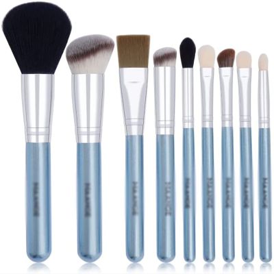 YQBUER 9pcs Basic Makeup Brushes Set Foundation Powder Blending Face Blush Eyeshadow Make Up Tools Sky Blue Soft Fiber Brushes (Color : A, Size : 9pcs)
