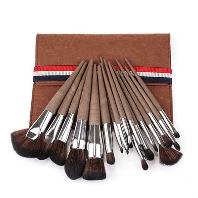YQBUER Makeup Brush 16pcs Soft Synthetic Fibers Hair Make Up Brushes Lip Eyelash Powder Blending Large Fan Brush Beige Essential Set Cosmetic Products (Color : B)