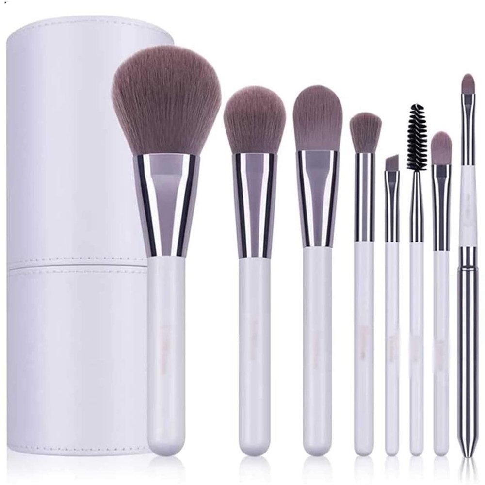 YQBUER Makeup Brush 8 PCS White Makeup Brushes Professional Brush Set Brushes for Makeup Powder Foundation Eyeshadow Brushes with Cylinder Cosmetic Products