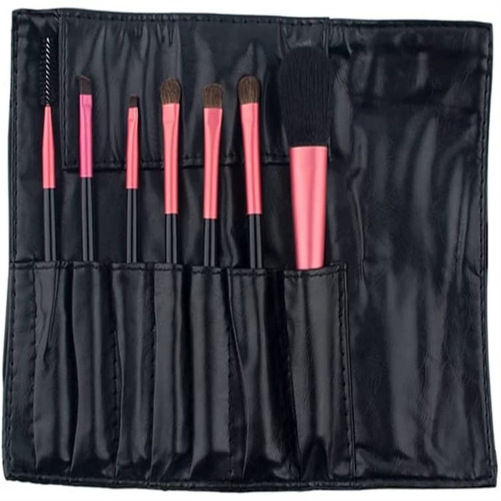 YQBUER Makeup Brush 7Pcs Makeup Brushes Eyelash Eyebrow Shader Set Powder Eyeshadow Make Up Brush Horse Hair Cosmetic Products (Color : Black, Size : 7pcs)