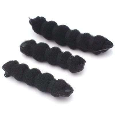 3 Pcs Magic Hair Bun Maker Foam Sponge Hair Bun Shaper Donut Bun Maker Hot Hair Donut Bun Ring Styler Maker Reusable Bun Twister Donut Maker Curler Accessories for Wedding Yoga Dancing(Black)