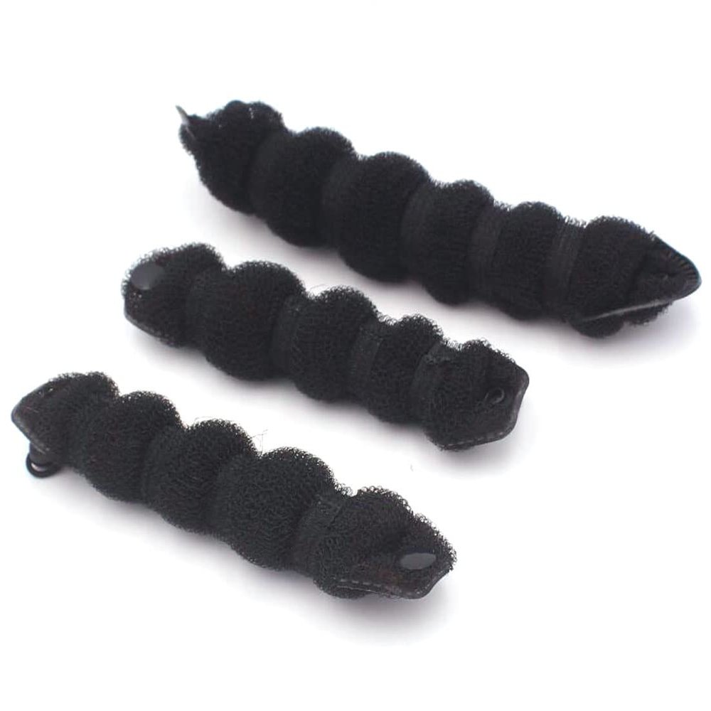 3 Pcs Magic Hair Bun Maker Foam Sponge Hair Bun Shaper Donut Bun Maker Hot Hair Donut Bun Ring Styler Maker Reusable Bun Twister Donut Maker Curler Accessories for Wedding Yoga Dancing(Black)