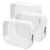 Wedama TSA Approved Toiletry Bag, Cosmetic Bags 3 Pack with Zipper Carry on Airline Airport Travel Accessories, PVC Makeup Bags for Travel, Quart Size Travel Bags for Men and Women-White view 1