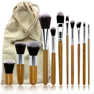 YQBUER Makeup Brush 11 pcs/Set Handle Makeup Brushes Set Kit Eyeshadow Eyebrow Concealer Blush Foundation Cosmetic Brushes Beauty Tools Cosmetic Products (Color : Natural, Size : 11pcs)