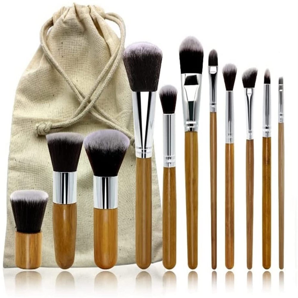 YQBUER Makeup Brush 11 pcs/Set Handle Makeup Brushes Set Kit Eyeshadow Eyebrow Concealer Blush Foundation Cosmetic Brushes Beauty Tools Cosmetic Products (Color : Natural, Size : 11pcs)