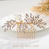 Foyte Crystal Bride Wedding Hair Comb Leaf Bridal Headpieces Rhinestone Hair Pieces Pearl Bridesmaid Side Combs Hair Accessories for Women (rhinestone) view 2