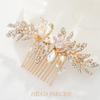 Foyte Crystal Bride Wedding Hair Comb Leaf Bridal Headpieces Rhinestone Hair Pieces Pearl Bridesmaid Side Combs Hair Accessories for Women (rhinestone) view 3