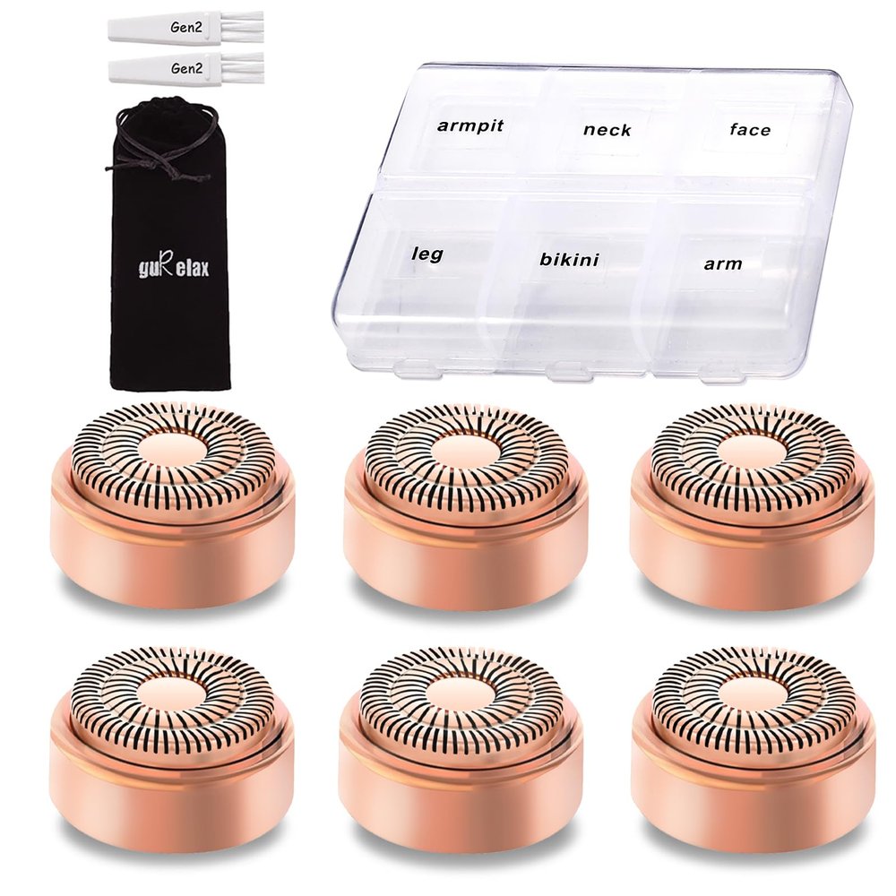 Replacement Heads for Flawless Hair Remover Gen 2, 18k Gold Facial Hair Remover Replacement Head with Compartment Storage Box, Women Painless Replacement Blades fit Finishing Touch Flawless