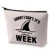 BLUPARK Funny Shark Makeup Bag Shark Lover Gift Sorry I Can't It's Week Cosmetic Bag for Women (It's Week) view 1