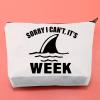 BLUPARK Funny Shark Makeup Bag Shark Lover Gift Sorry I Can't It's Week Cosmetic Bag for Women (It's Week) view 3
