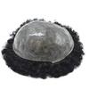 Afro Curl Toupee for Black Men HAIR WONDERS Afro Mens Toupee Weave Human Hair Replacement System for Black Men Kinky Curly Men Hair Pieces for Black Men Hair Units Durable Injection PU with Breathable Holes African Mens Wigs (8''x10'', 1# JET BLACK-1 view 3