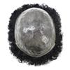 Afro Curl Toupee for Black Men HAIR WONDERS Afro Mens Toupee Weave Human Hair Replacement System for Black Men Kinky Curly Men Hair Pieces for Black Men Hair Units Durable Injection PU with Breathable Holes African Mens Wigs (8''x10'', 1B# OFF BLACK- view 3