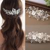 Foyte Flower Bride Wedding Hair Comb Crystal Leaf Bridal Headpieces Rhinestone Hair Pieces Pearl Bridesmaid Side Combs Hair Accessories for Women (pearl) view 2