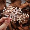 Foyte Flower Bride Wedding Hair Comb Crystal Leaf Bridal Headpieces Rhinestone Hair Pieces Pearl Bridesmaid Side Combs Hair Accessories for Women (leaf) view 1
