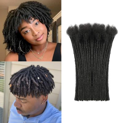 0.4 cm Width 6 Inch 30 Strands Human Hair Loc Extensions, Natural Black 100% Full Handmade Permanent Real Human Hair Dreadlock Extensions for Women/Men/Kids Can Be Dyed Bleached Curled Twisted