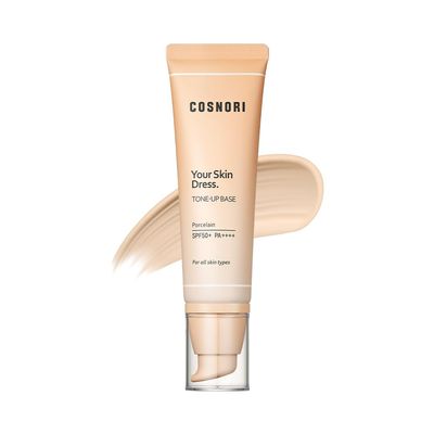 COSNORI Your Skin Dress Tone up Base  Conceal Pores & Blemish  Tone Correcting Makeup Base with Niacinamide  K Beauty  Porcelain Color for Cool & Warm Tone, 1.69 fl.oz