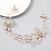 Foyte Crystal Bride Wedding Hair Comb Leaf Bridal Headpieces Rhinestone Flower Hair Vines Pearl Bridesmaid Side Combs Hair Accessories for Women (leaf) view 2