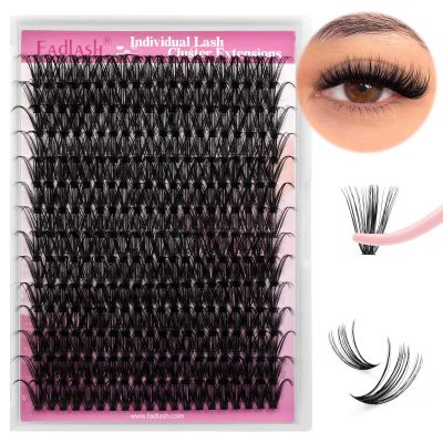 Cluster Lashes 40D D Curl Large Tray Individual Lashes DIY Eyelash Extension Supplies 0.07 Matte Black Lash Clusters Wispy Eyelash Clusters Resuale (40-0.07D, 16mm)