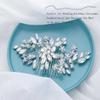 Foyte Crystal Bride Wedding Hair Comb Leaf Bridal Headpieces Rhinestone Flower Hair Vines Pearl Bridesmaid Side Combs Hair Accessories for Women (silver flower) view 2