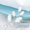Foyte Crystal Bride Wedding Hair Comb Leaf Bridal Headpieces Rhinestone Flower Hair Vines Pearl Bridesmaid Side Combs Hair Accessories for Women (silver flower) view 3