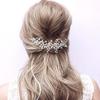 Foyte Crystal Bride Wedding Hair Comb Leaf Bridal Headpieces Rhinestone Flower Hair Vines Pearl Bridesmaid Side Combs Hair Accessories for Women (silver leaf) view 1