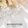 Foyte Crystal Bride Wedding Hair Comb Leaf Bridal Headpieces Rhinestone Flower Hair Vines Pearl Bridesmaid Side Combs Hair Accessories for Women (silver leaf) view 3