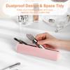 FERYES Travel Makeup Brush Holder, Magnetic Anti-fall Out Silicon Portable Cosmetic Face Brushes Holder, Soft and Sleek Makeup Tools Organizer for Travel-Pink view 2