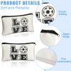 12 Pieces Soccer Makeup Bag Cosmetic Bag with Words Soccer Travel Storage Portable Storage Case Toiletry Accessories with Zippers for Players Teams Women Girls view 3