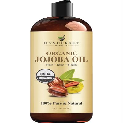 Handcraft Blends USDA Organic Jojoba Oil | Cold-Pressed | 16 Fl Oz | 100% Pure & Natural | for Hair, Skin & Face | Premium Grade Carrier Oil | for Massage & Aromatherapy | Hexane-Free