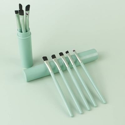 5pcs Professional Travel Portable Mini Eye Makeup Brushes Set Smudge Eyeshadow Eyeliner Eyebrow Brush Lip Make Up Brush Kit (green)