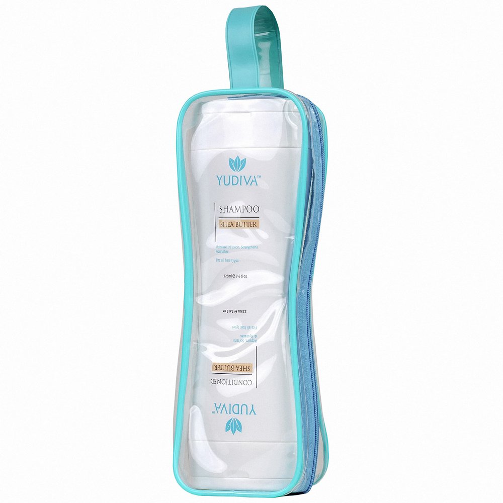 YUDIVA 2 Products in 1 Bottle, Shea Butter Shampoo & Conditioner Set, with travel bag, fits all hair types, 15.2 Fl oz
