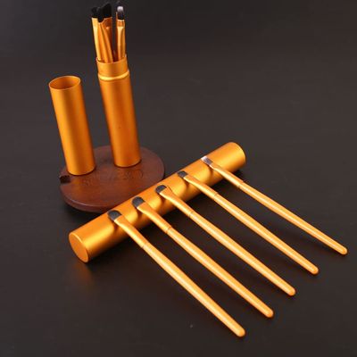5pcs Professional Travel Portable Mini Eye Makeup Brushes Set Smudge Eyeshadow Eyeliner Eyebrow Brush Lip Make Up Brush Kit (gold)