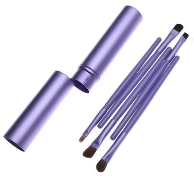 5pcs Professional Travel Portable Mini Eye Makeup Brushes Set Smudge Eyeshadow Eyeliner Eyebrow Brush Lip Make Up Brush Kit (Purple)