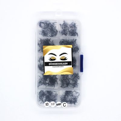 1000 Premade Lash Fans. 10D, 8D, 7D, 6D, 5D, 4D, 3D. Eyelash extensions, Handmade! (8D Curl D - 1000 Fans, 08mm)