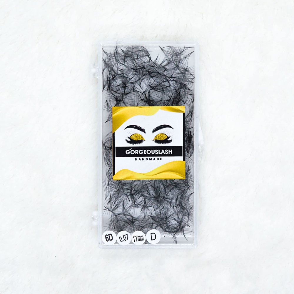 1000 Premade Lash Fans. 10D, 8D, 7D, 6D, 5D, 4D, 3D. Eyelash extensions, Handmade! (6D Curl D - 1000 Fans, 17mm)