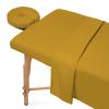 100% Egyptian Cotton 3-Piece Egyptian Cotton Massage Table Sheet Set - Premium Facial Bed Cover - Includes Flat and Fitted Sheets with Face Cradle Cover - Golden view 2