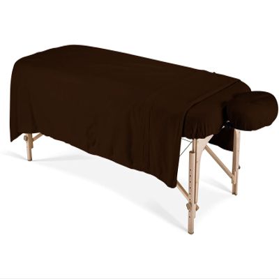 100% Egyptian Cotton 3-Piece Egyptian Cotton Massage Table Sheet Set - Premium Facial Bed Cover - Includes Flat and Fitted Sheets with Face Cradle Cover - Chocolate