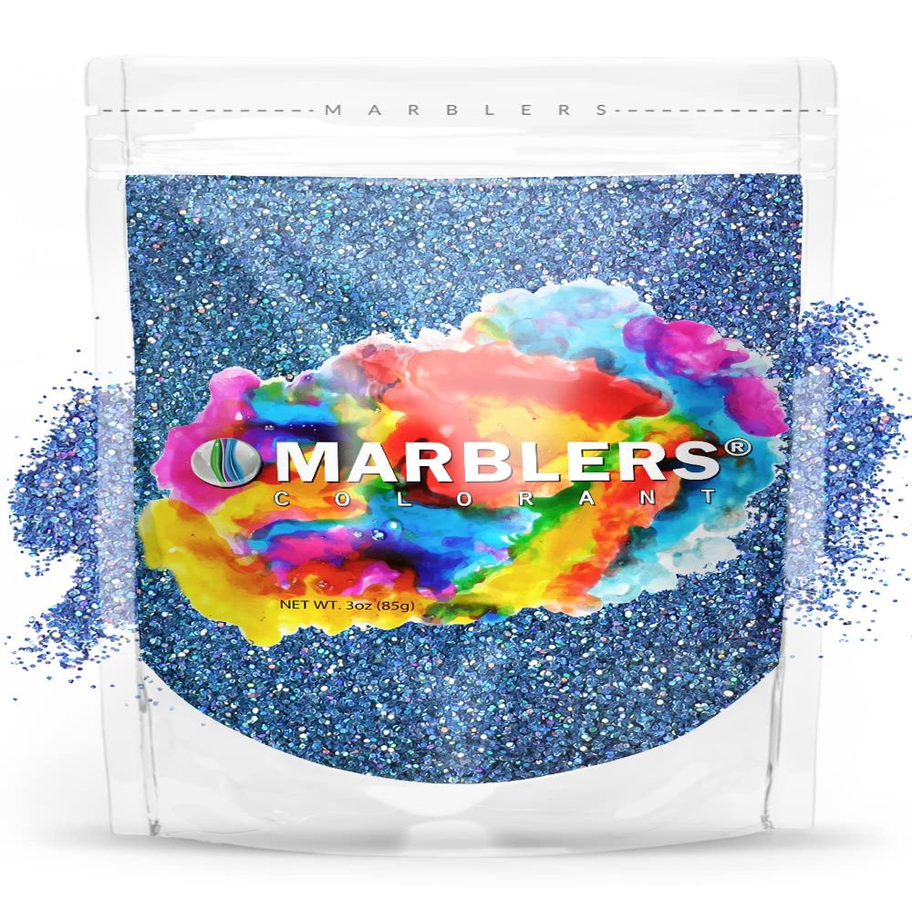 MARBLERS Holographic Glitter [Holo Denim] 3oz (85g) | Fine | Non-Toxic, Vegan, Cruelty-Free | Face, Body, Eyeshadow, Hair, Festival, Party Makeup | Nail Art, Polish | Resin, Tumbler, Slime, Craft