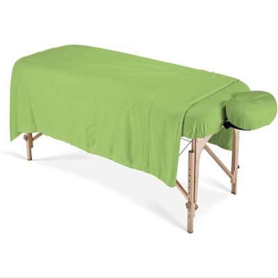 100% Egyptian Cotton 3-Piece Egyptian Cotton Massage Table Sheet Set - Premium Facial Bed Cover - Includes Flat and Fitted Sheets with Face Cradle Cover - Sage