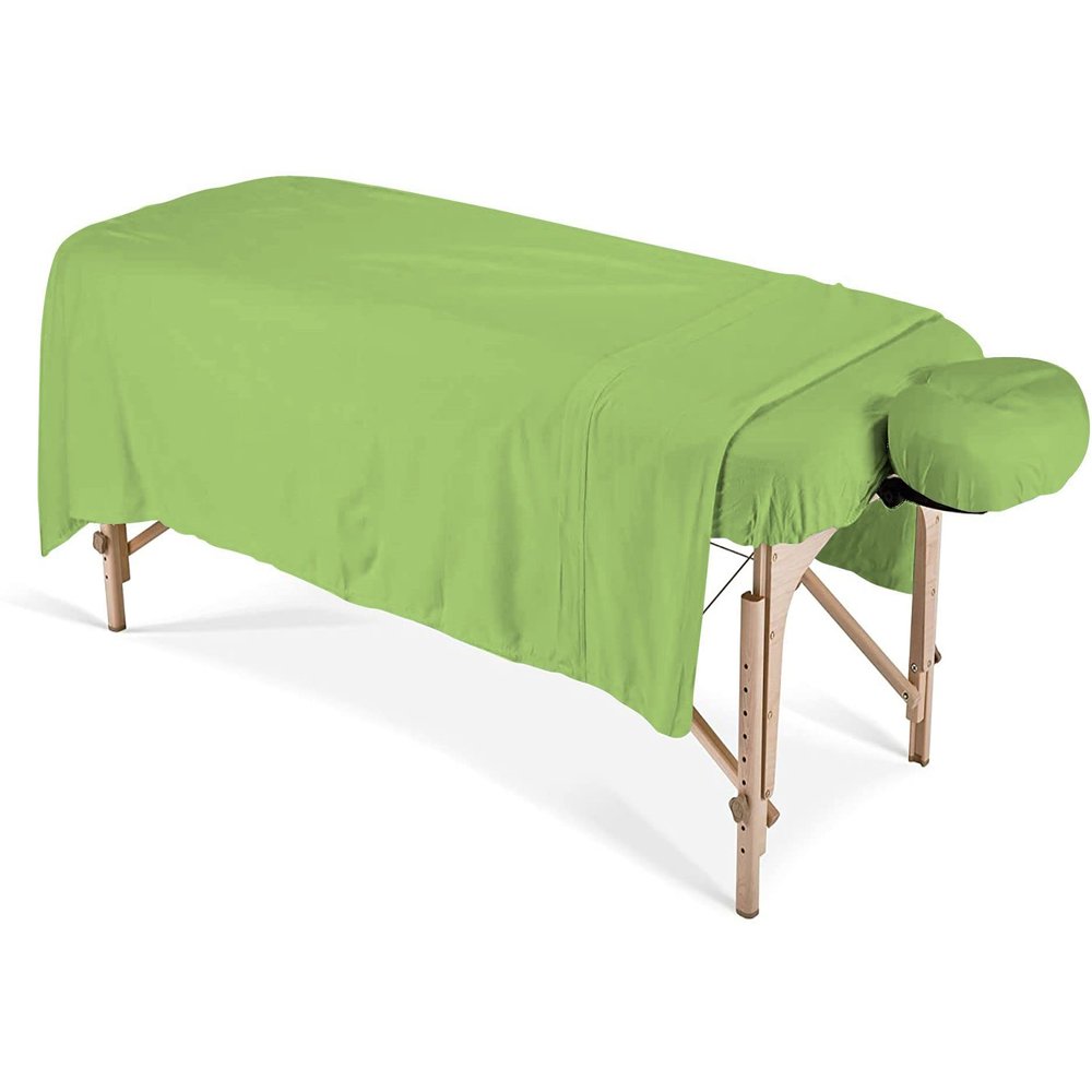 100% Egyptian Cotton 3-Piece Egyptian Cotton Massage Table Sheet Set - Premium Facial Bed Cover - Includes Flat and Fitted Sheets with Face Cradle Cover - Sage