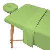 100% Egyptian Cotton 3-Piece Egyptian Cotton Massage Table Sheet Set - Premium Facial Bed Cover - Includes Flat and Fitted Sheets with Face Cradle Cover - Sage view 2
