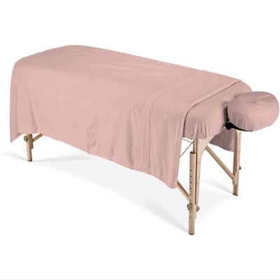 100% Egyptian Cotton 3-Piece Egyptian Cotton Massage Table Sheet Set - Premium Facial Bed Cover - Includes Flat and Fitted Sheets with Face Cradle Cover - Blush