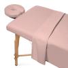 100% Egyptian Cotton 3-Piece Egyptian Cotton Massage Table Sheet Set - Premium Facial Bed Cover - Includes Flat and Fitted Sheets with Face Cradle Cover - Blush view 2